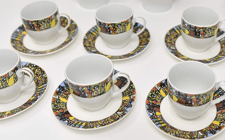 12 pcs Saba Coffee Cups & Saucers with Handle