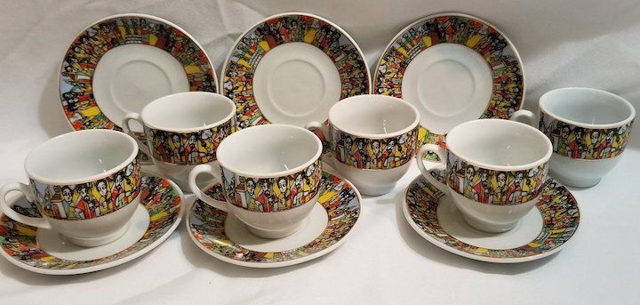 12 pcs Saba Coffee Cups & Saucers with Handle