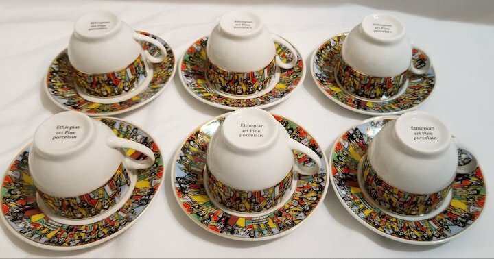12 pcs Saba Coffee Cups & Saucers with Handle