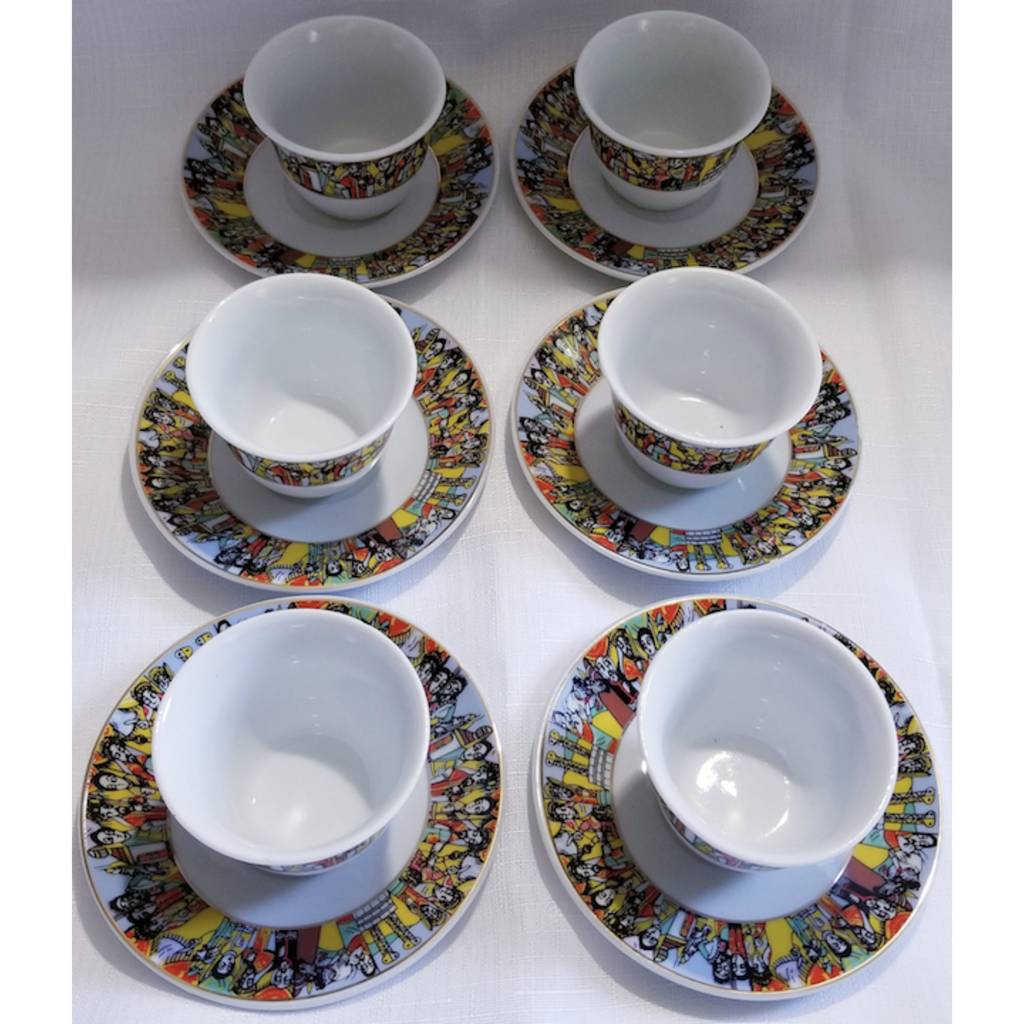 12 pcs Queen Saba Coffee Cups & Saucers ንግስተ ሳባ