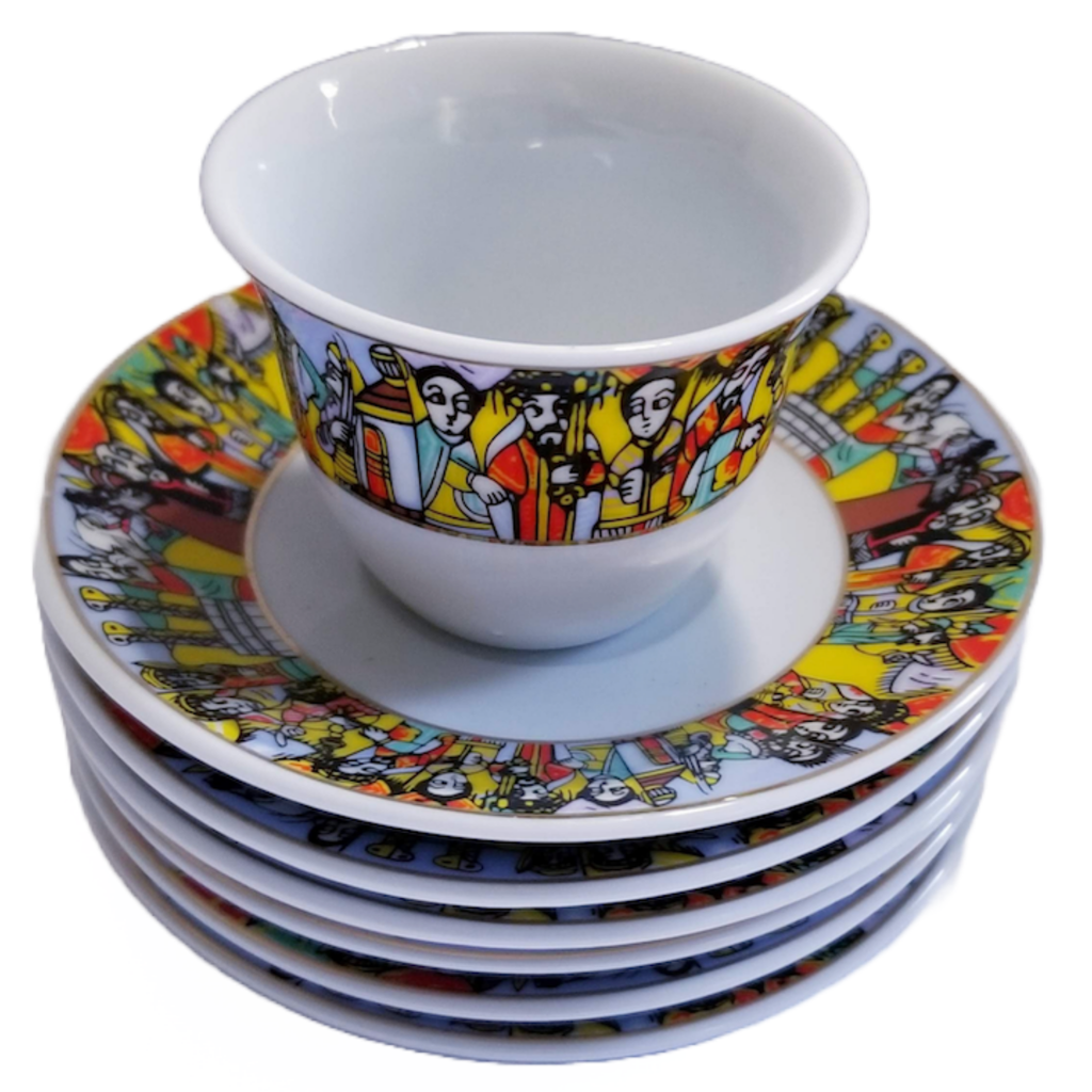 12 pcs Queen Saba Coffee Cups & Saucers ንግስተ ሳባ