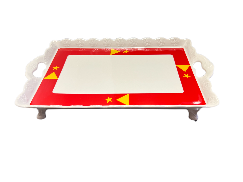 16 " Tray With Foot Tigray Flag Decor