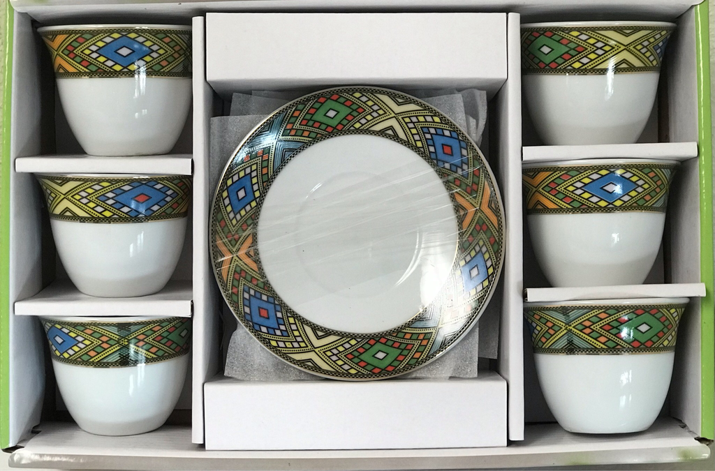 12 pcs Telet Coffee Cups & saucers Tlet ጥለት የቡና ሲኒ ከነማስቀመጫው