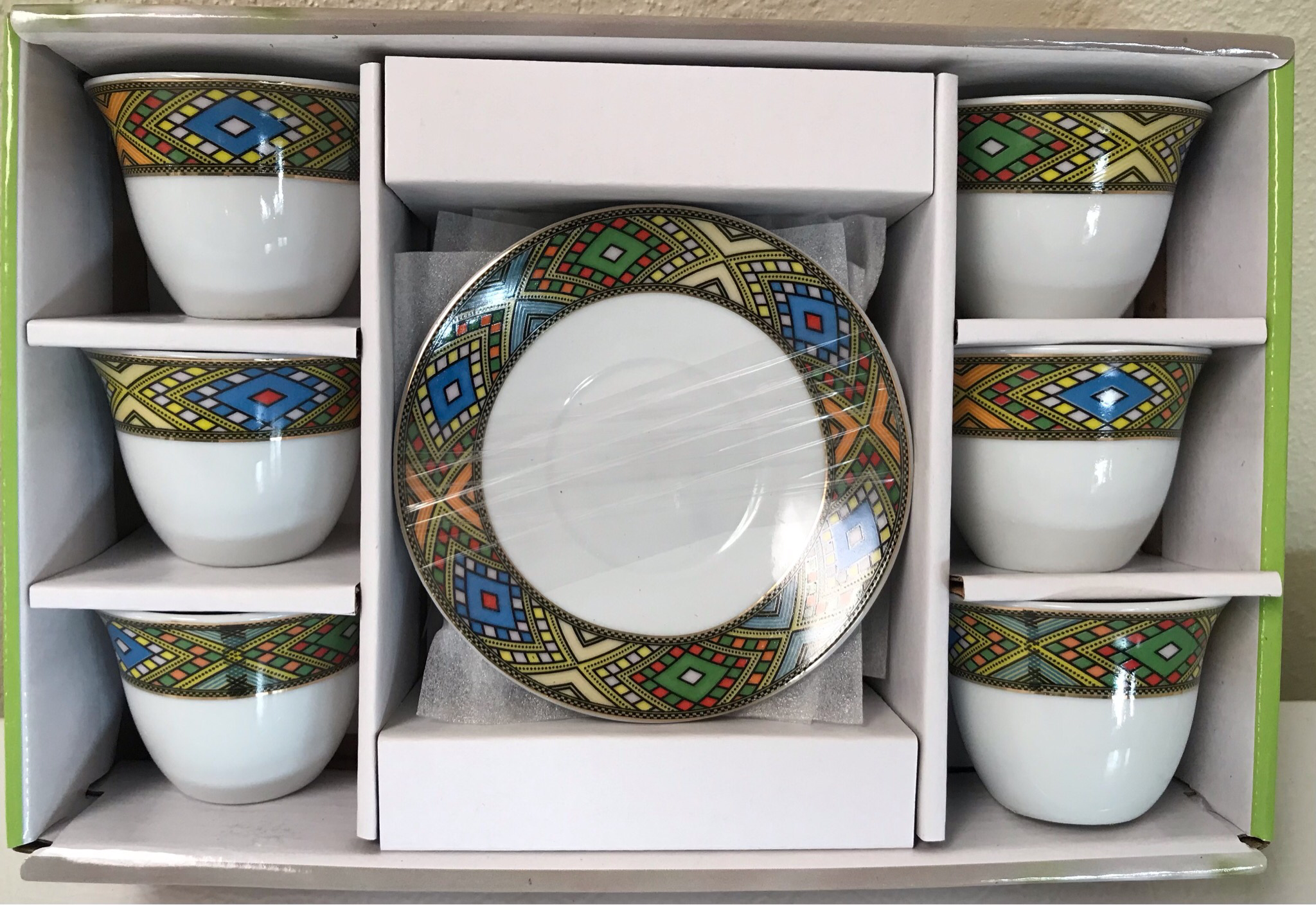12 pcs Telet Coffee Cups & saucers Tlet ጥለት የቡና ሲኒ ከነማስቀመጫው