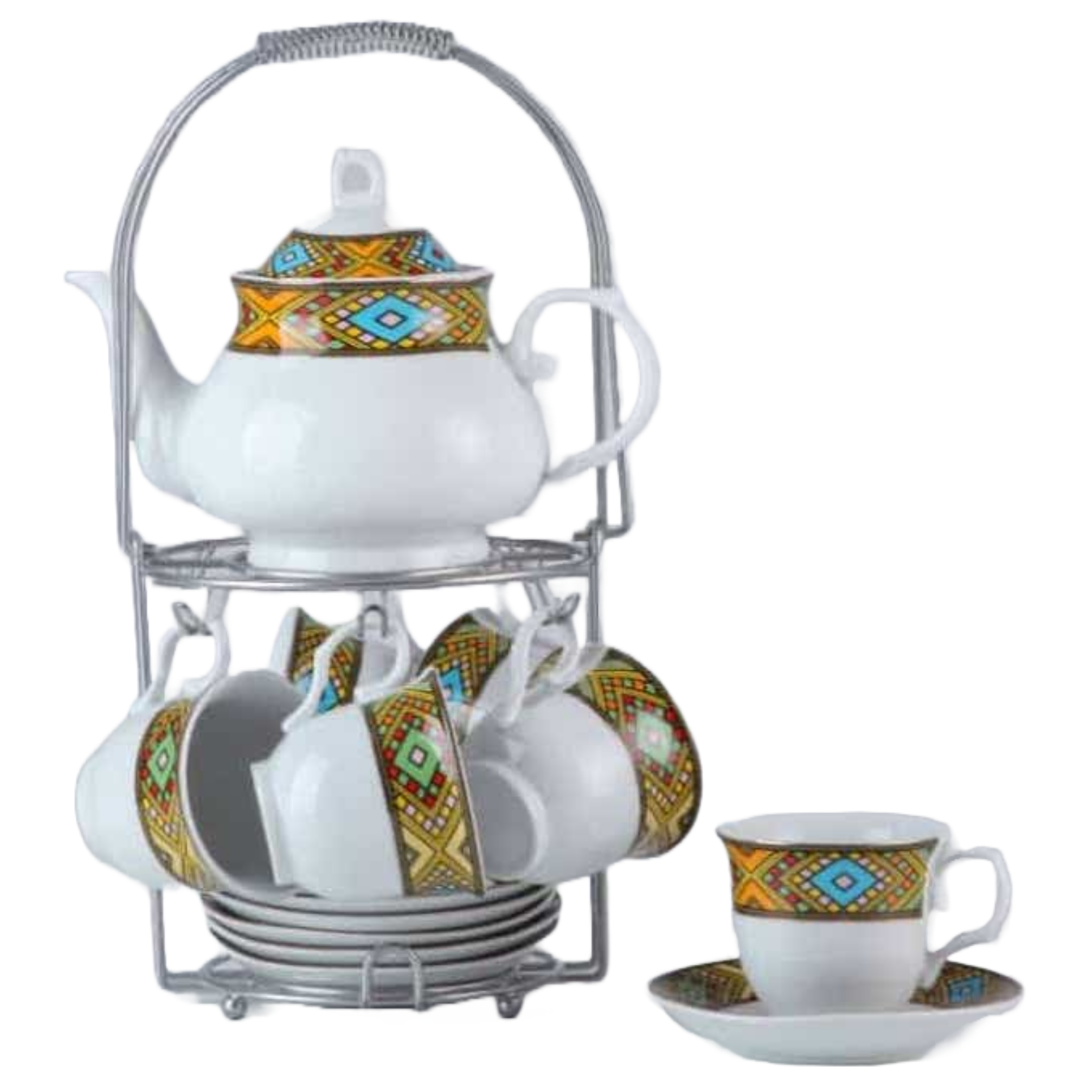 14 PCS Tea Set With Rack Tlet Decor